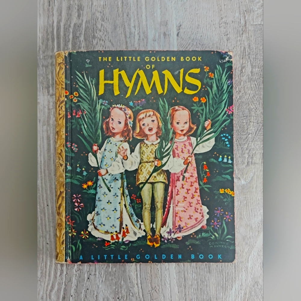 Little Golden Book of Hymns vintage book with songs & music